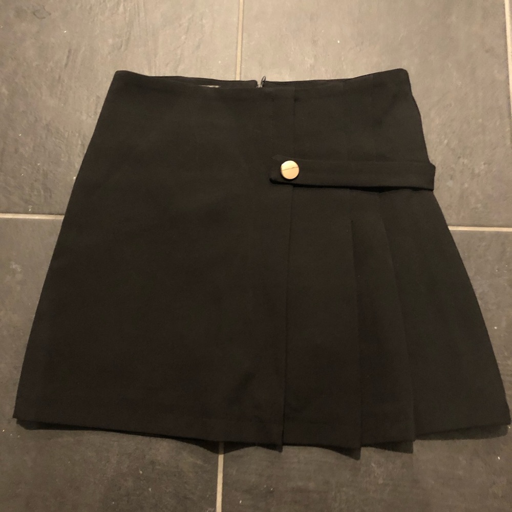 Black Asymmetric Skirt with Zipper